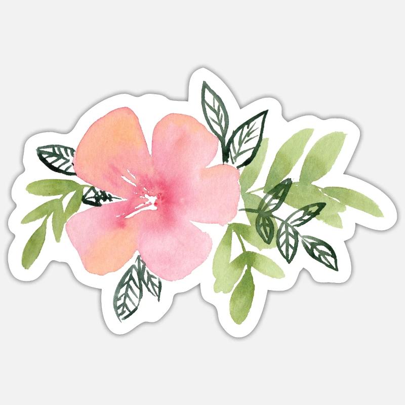 Fleur rose - Sticker taille S (10 x 10 cm) - blanc mat
