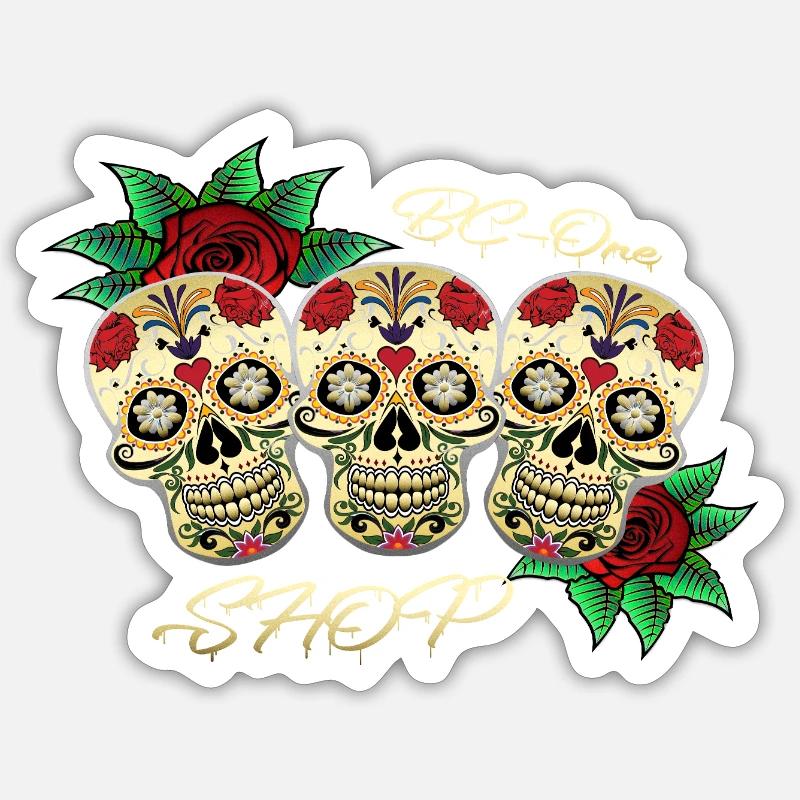 Totenköpfe - Sticker Größe S (10 x 10 cm) - Mattweiß