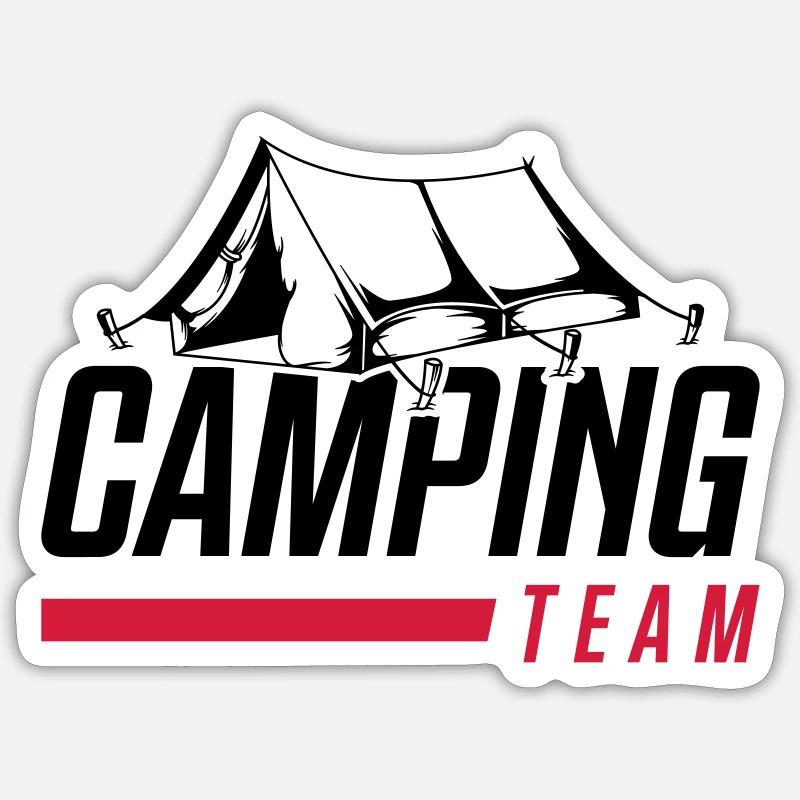 tent camping team - Sticker size S (10 x 10 cm) - white matte