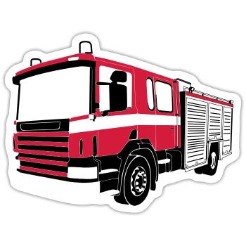 Camion de pompier - Sticker taille S (10 x 10 cm) - blanc mat - Devant