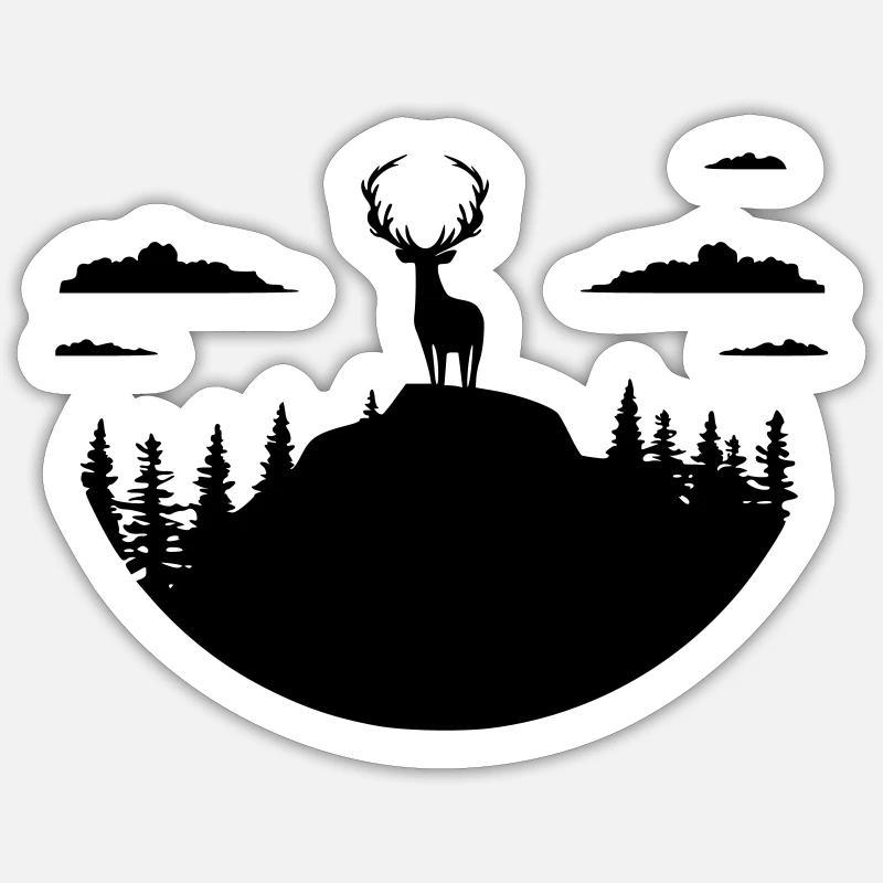 Hirsche - Sticker Größe S (10 x 10 cm) - Mattweiß