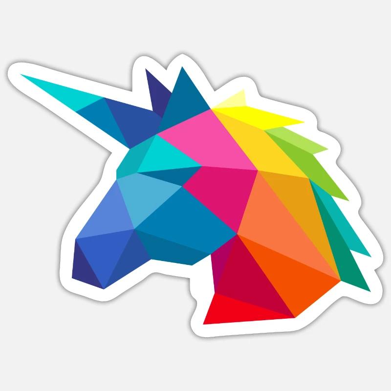 Einhorn minimalistisch in Regenbogenfarben - Sticker Größe S (10 x 10 cm) - Mattweiß