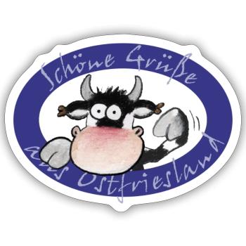 Schwarzbunte Kuh - Sticker Größe S (10 x 10 cm) - Mattweiß - Vorne