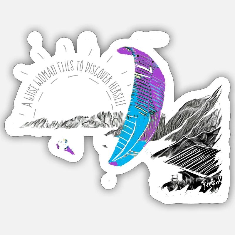 Gleitschirm Sonne Liebe Berge - Sticker Größe S (10 x 10 cm) - Mattweiß