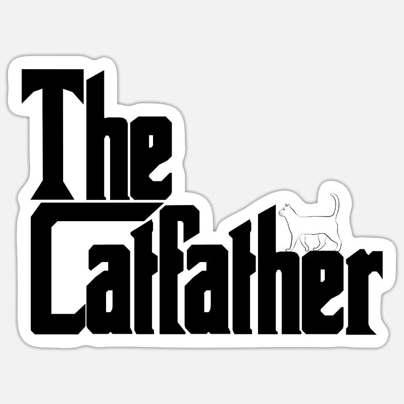 Le Catfather - Sticker taille S (10 x 10 cm) - blanc mat