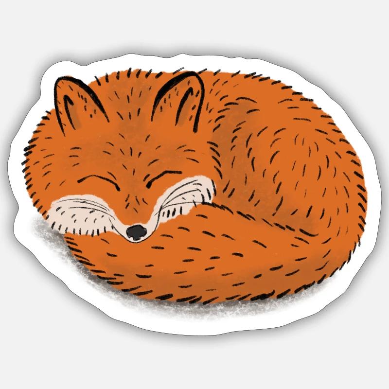 Sleepy Fox - Sticker taille S (10 x 10 cm) - blanc mat