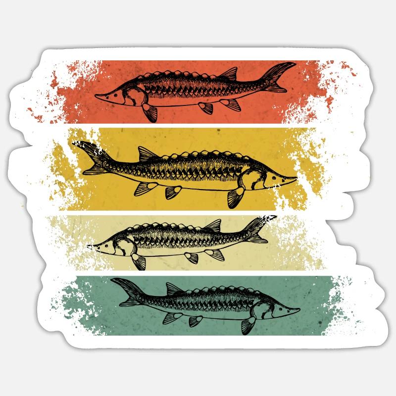 Retro Beluga esturgeon - Sticker taille S (10 x 10 cm) - blanc mat