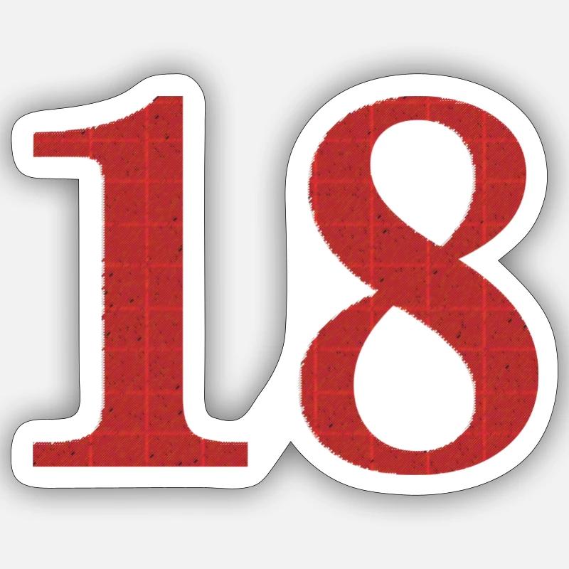 18 ans - Sticker taille S (10 x 10 cm) - blanc mat