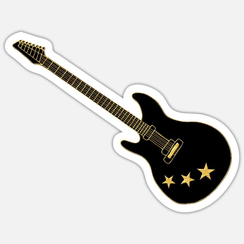 Gitarre - Sticker Größe S (10 x 10 cm) - Mattweiß