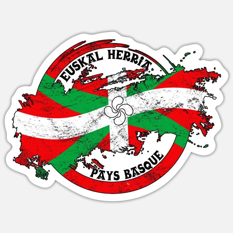 Ikurriña, drapeau du pays Basque - Sticker taille S (10 x 10 cm) - blanc mat