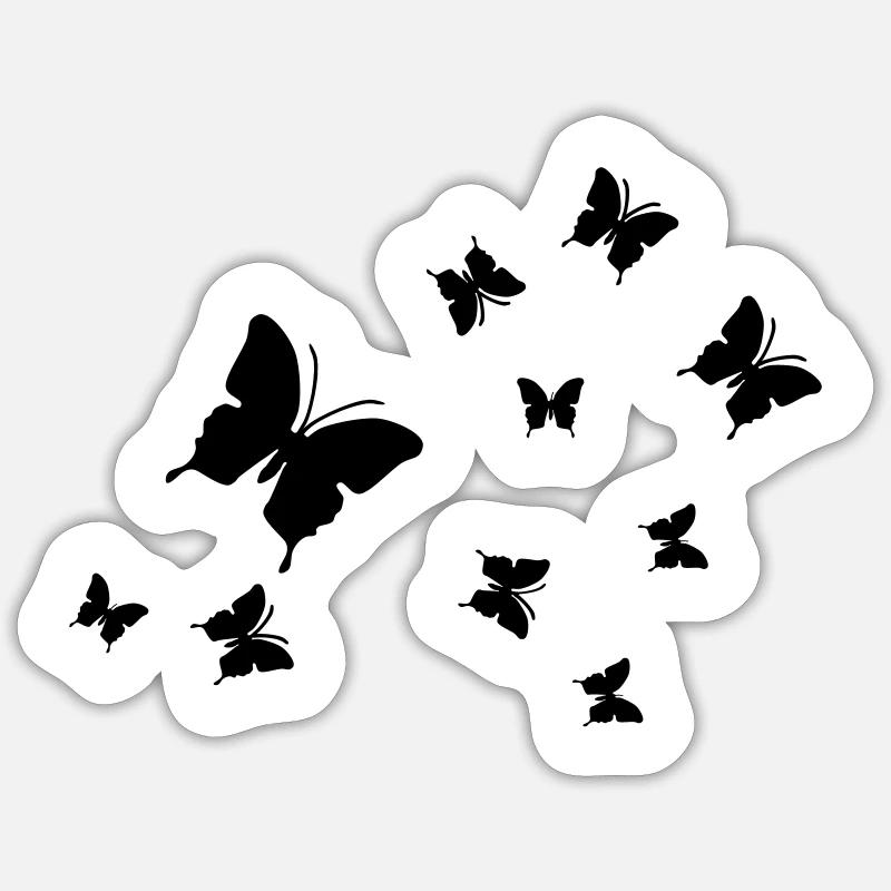 papillon papillon - Sticker taille S (10 x 10 cm) - blanc mat