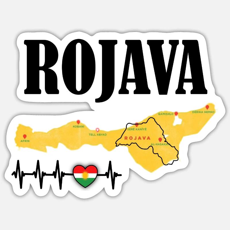 Kurdistan Rojava Kurde Kurdisch Geschenk - Sticker Größe S (10 x 10 cm) - Mattweiß