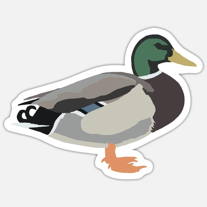 Canards colverts - Sticker taille S (10 x 10 cm) - blanc mat