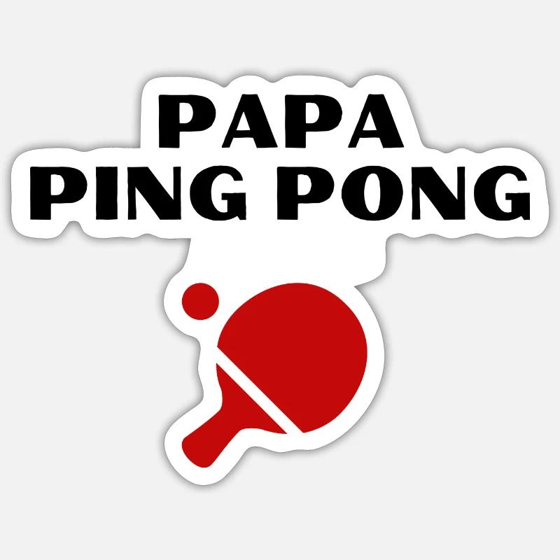 Papa Ping pong tshirt - Sticker Größe S (10 x 10 cm) - Mattweiß