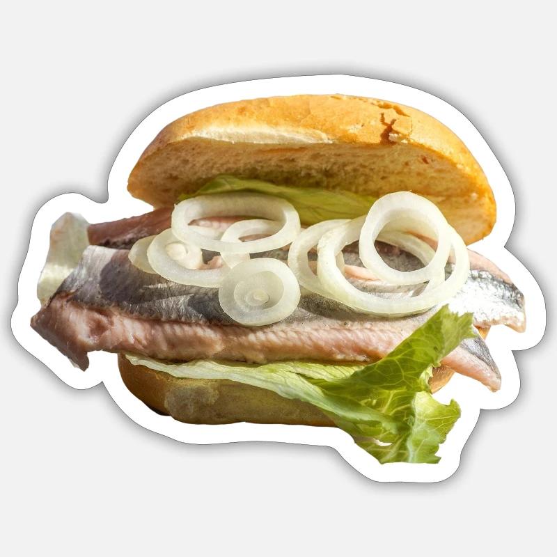 Fischbrötchen - Sticker Größe S (10 x 10 cm) - Mattweiß