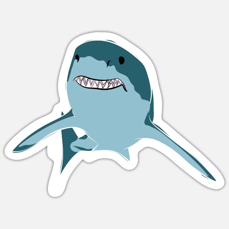 Requin blanc - Sticker taille S (10 x 10 cm) - blanc mat