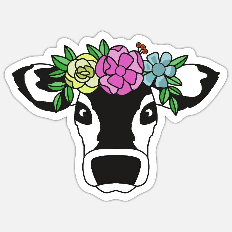 Kuh, Witzige Kuh - Sticker Größe S (10 x 10 cm) - Mattweiß