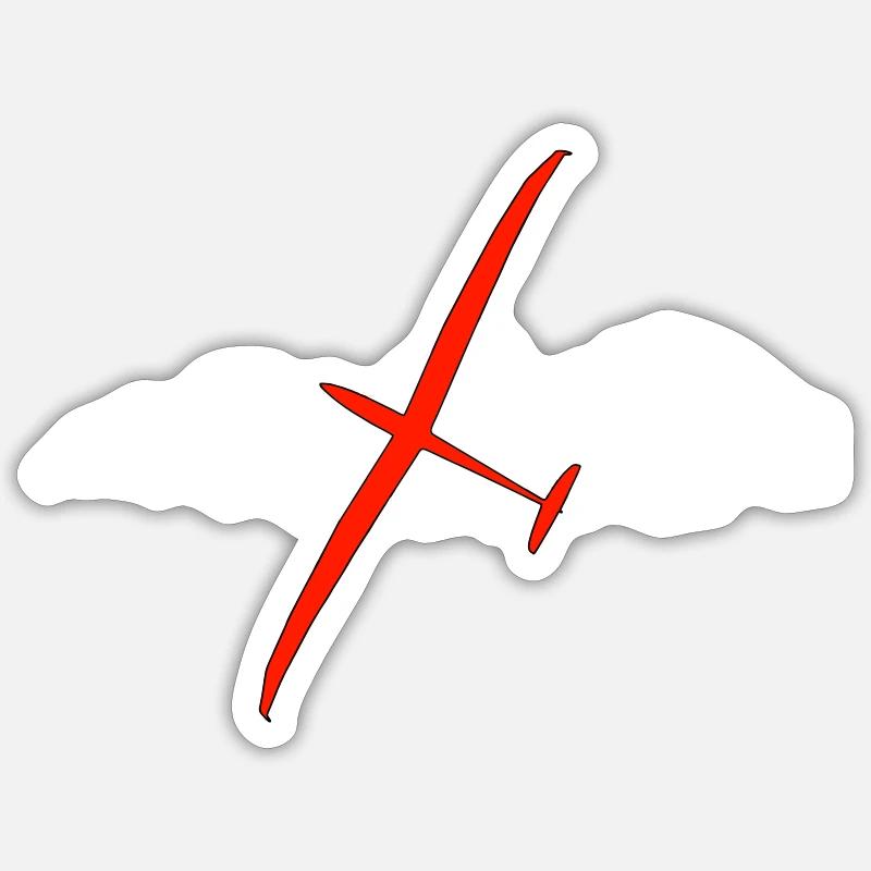 87 Planeur Planeur Pilote - Sticker taille S (10 x 10 cm) - blanc mat