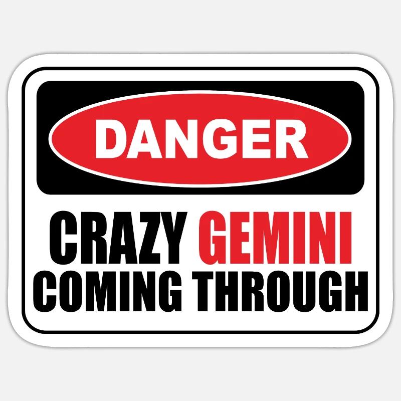 crazy gemini coming through - Sticker size S (10 x 10 cm) - white matte