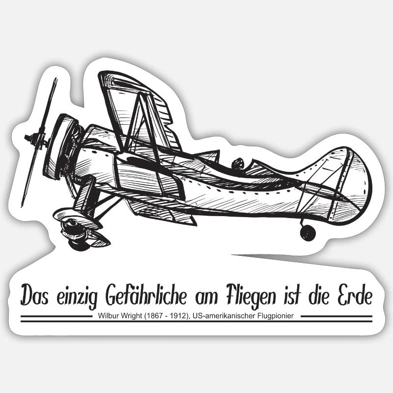 Flugzeug Propeller Old Timer Pilot-Spruch, schwarz Sticker Größe S (10 x 10 cm)