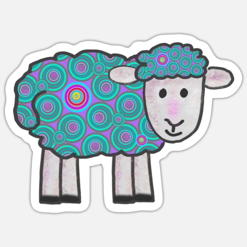 Spiralfarbenes Schäfchen Muster Sticker Größe S (10 x 10 cm)