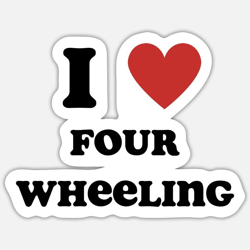 J’aime le four wheeling - Sticker taille S (10 x 10 cm) - blanc mat