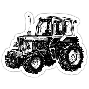Belarus mtz Traktor Landwirt Geschenk - Sticker Größe S (10 x 10 cm) - Mattweiß - Vorne