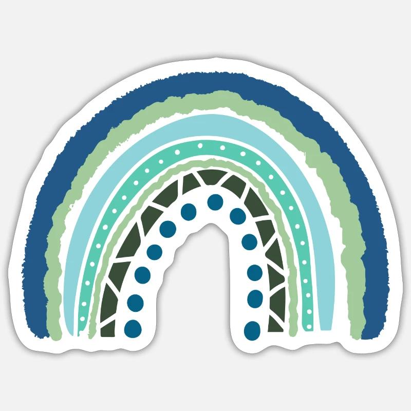 Blue Green rainbow with dots Sticker size S (10 x 10 cm)