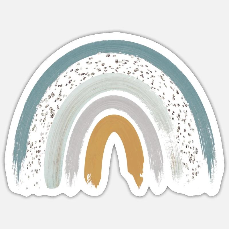 Arc-en-ciel Boho Rainbow bébé garçon jaune moune Sticker taille S (10 x 10 cm)