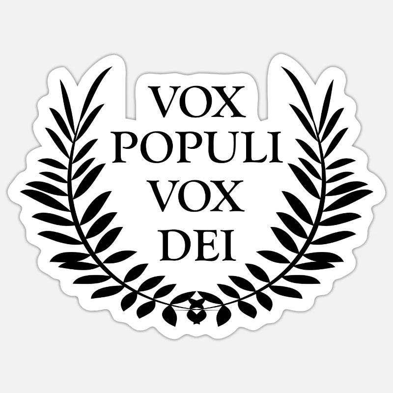 Expression latine Vox populi vox dei - Sticker taille S (10 x 10 cm) - blanc mat