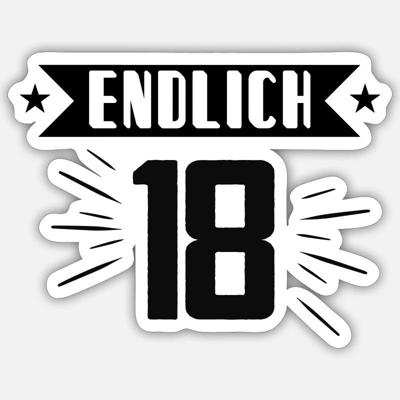 Endlich 18 - Sticker Größe S (10 x 10 cm) - Mattweiß