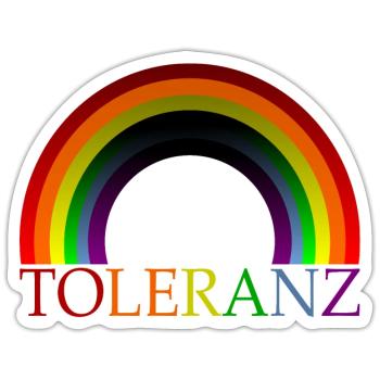 TOLERANZ REGENBOGENFAHNE DIVERSITÄT VIELFALT - Sticker Größe S (10 x 10 cm) - Mattweiß - Vorne