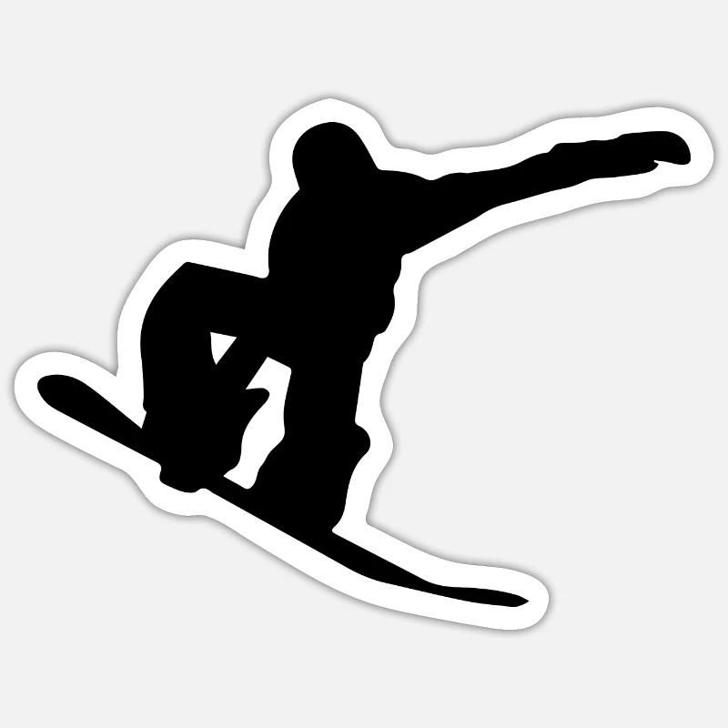 Snowboard Snowboarder - Sticker taille S (10 x 10 cm) - blanc mat