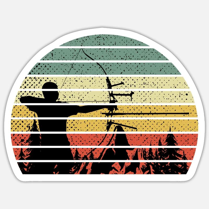 Vintage Bogen Schießen Pfeil und Bogen - Sticker Größe S (10 x 10 cm) - Mattweiß
