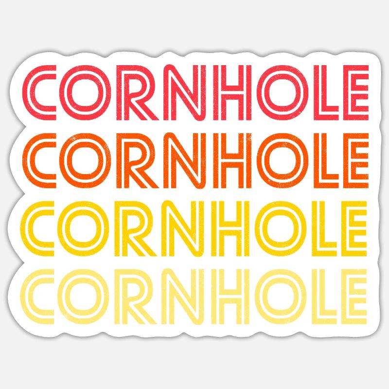 Retro Cornhole Vintage Cornhole - Sticker taille S (10 x 10 cm) - blanc mat