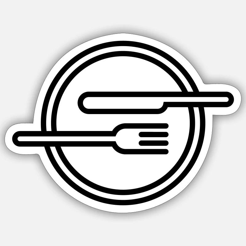 Gabel, Messser und Teller Sticker Größe S (10 x 10 cm)