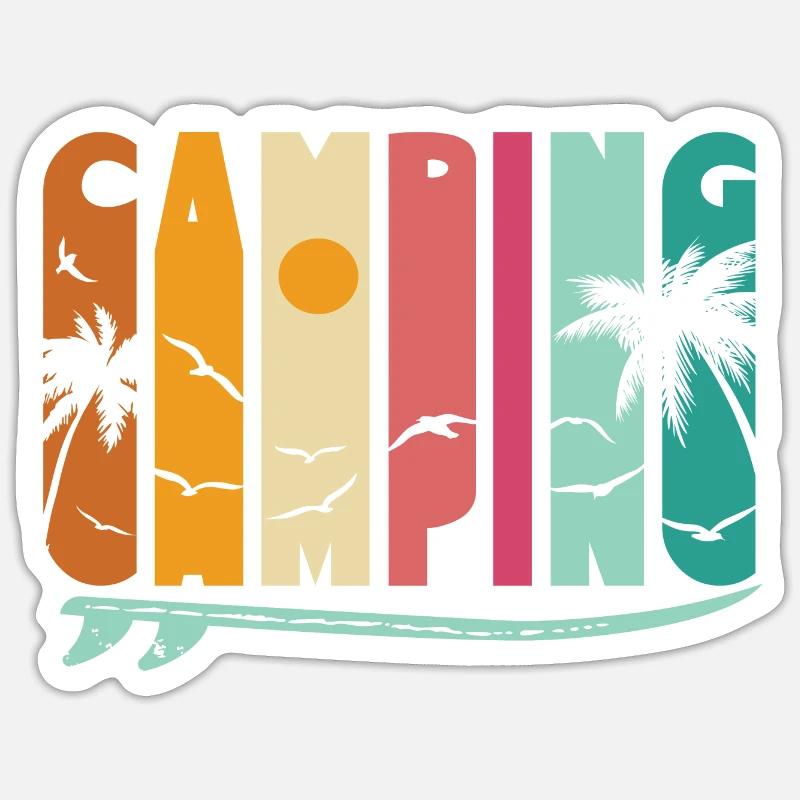 Camping Sunset - Sticker size S (10 x 10 cm) - white matte
