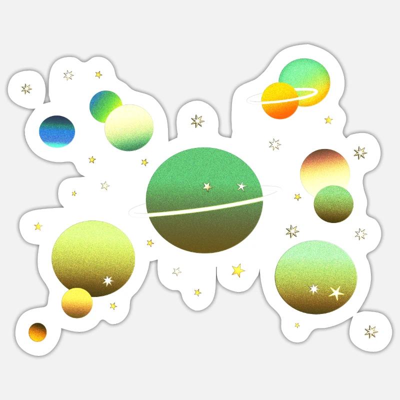 Galaxie spatiale Planète Étoiles - Sticker taille S (10 x 10 cm) - blanc mat