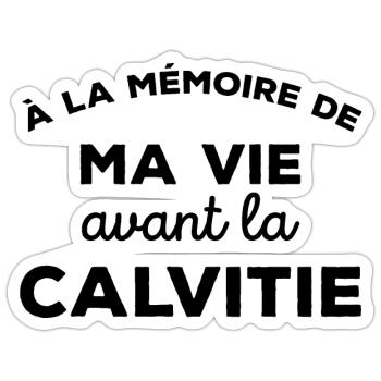 A la mémoire de ma vie avant la calvitie Chauve - Sticker taille S (10 x 10 cm) - blanc mat - Devant