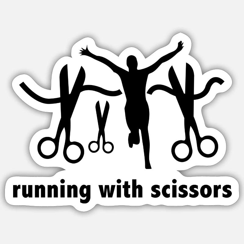 Running With Scissors - Sticker size S (10 x 10 cm) - white matte