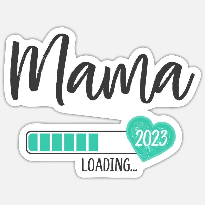 Mama Loading 2023 Herz Junge Werdende Mama Sticker Größe S (10 x 10 cm)