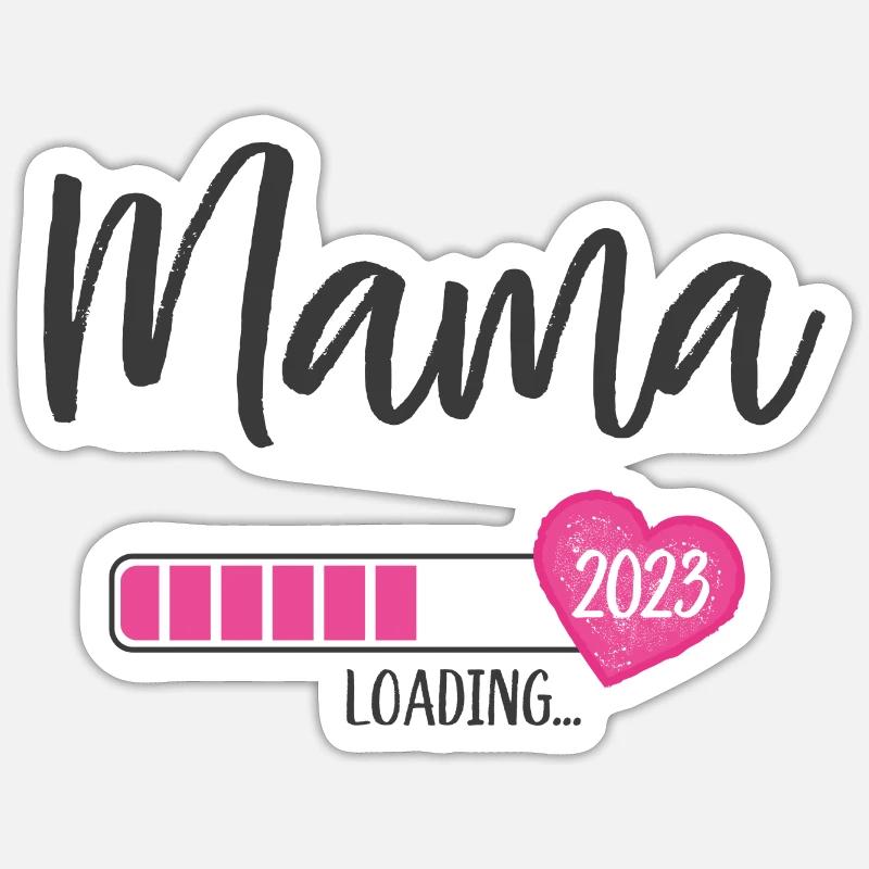 Mama Loading 2023 Herz Mädchen Rosa Werdende Mama Sticker Größe S (10 x 10 cm)