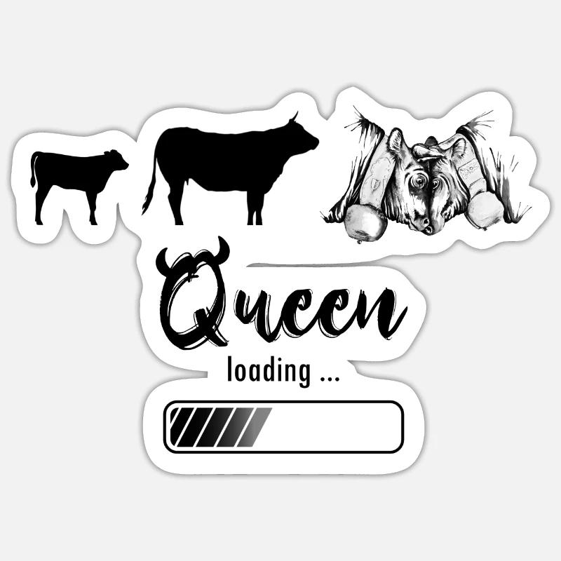 Vache d'herens, eringer, queen loading - Sticker taille S (10 x 10 cm) - blanc mat