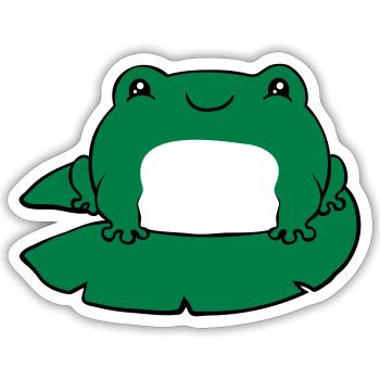 Frosch auf Seerose - Sticker Größe S (10 x 10 cm) - Mattweiß - Vorne