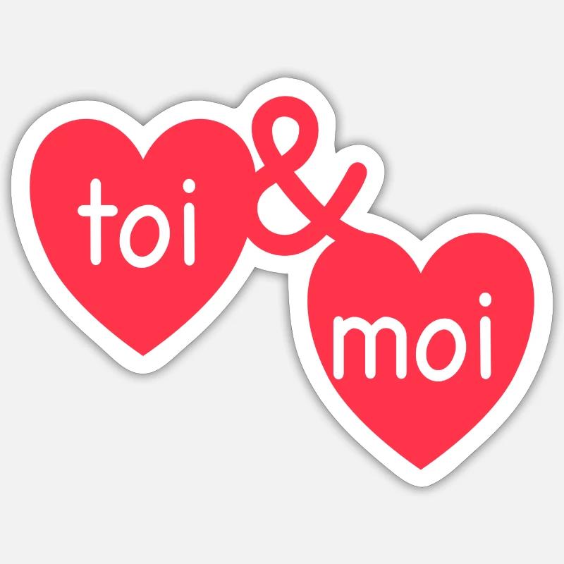 st valentin design,toi moi - Sticker taille S (10 x 10 cm) - blanc mat