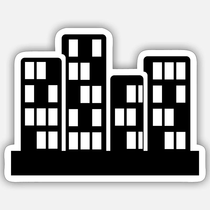 immeuble - Sticker taille S (10 x 10 cm) - blanc mat