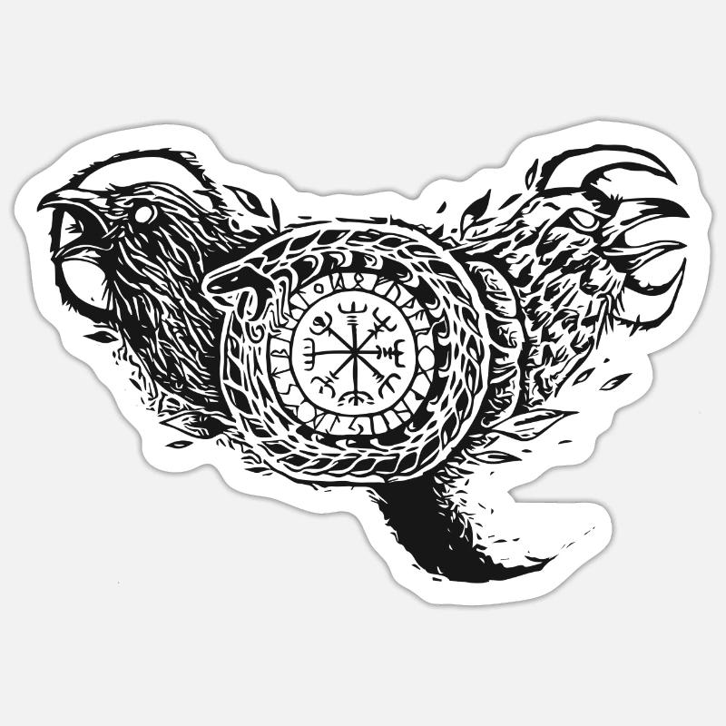 Ravens Viking Snake - Sticker size S (10 x 10 cm) - white matte