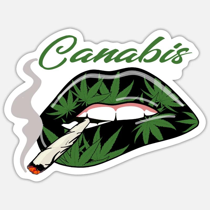 drôle de bouche, CanabisLips Sticker taille S (10 x 10 cm)