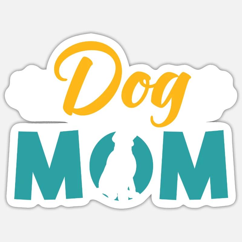 chiens maman - Sticker taille S (10 x 10 cm) - blanc mat