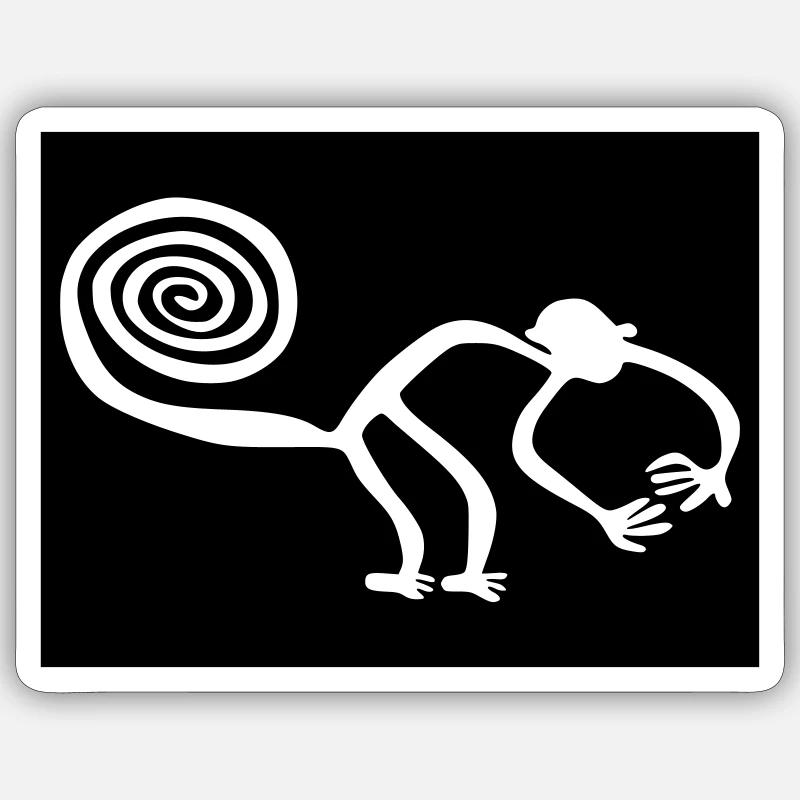 Nazca-Affe (Pause) - Sticker Größe S (10 x 10 cm) - Mattweiß